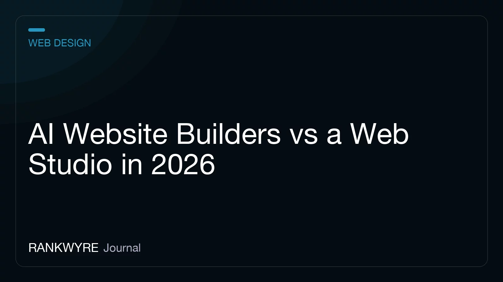 A split comparison graphic with an AI website builder prompt box on one side and a hand-crafted studio design system on the other