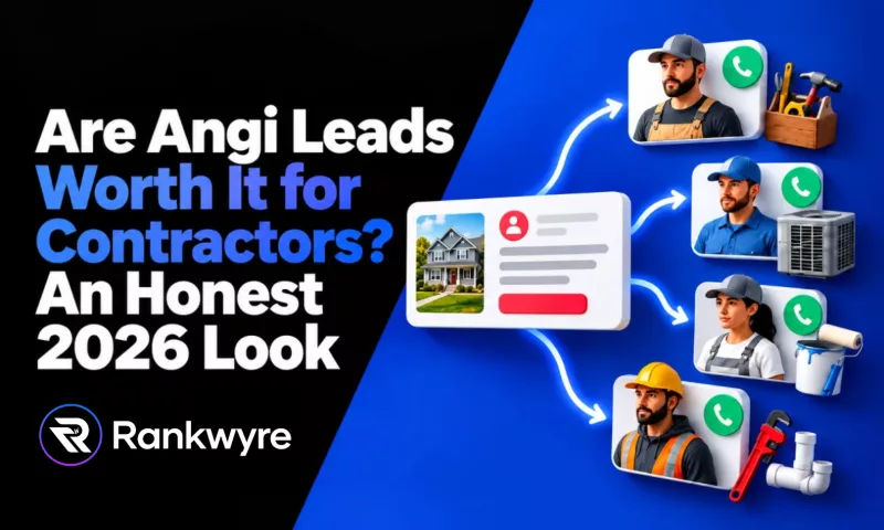 Cover reading Are Angi Leads Worth It for Contractors? An Honest 2026 Look, with one lead card sent to four different contractors