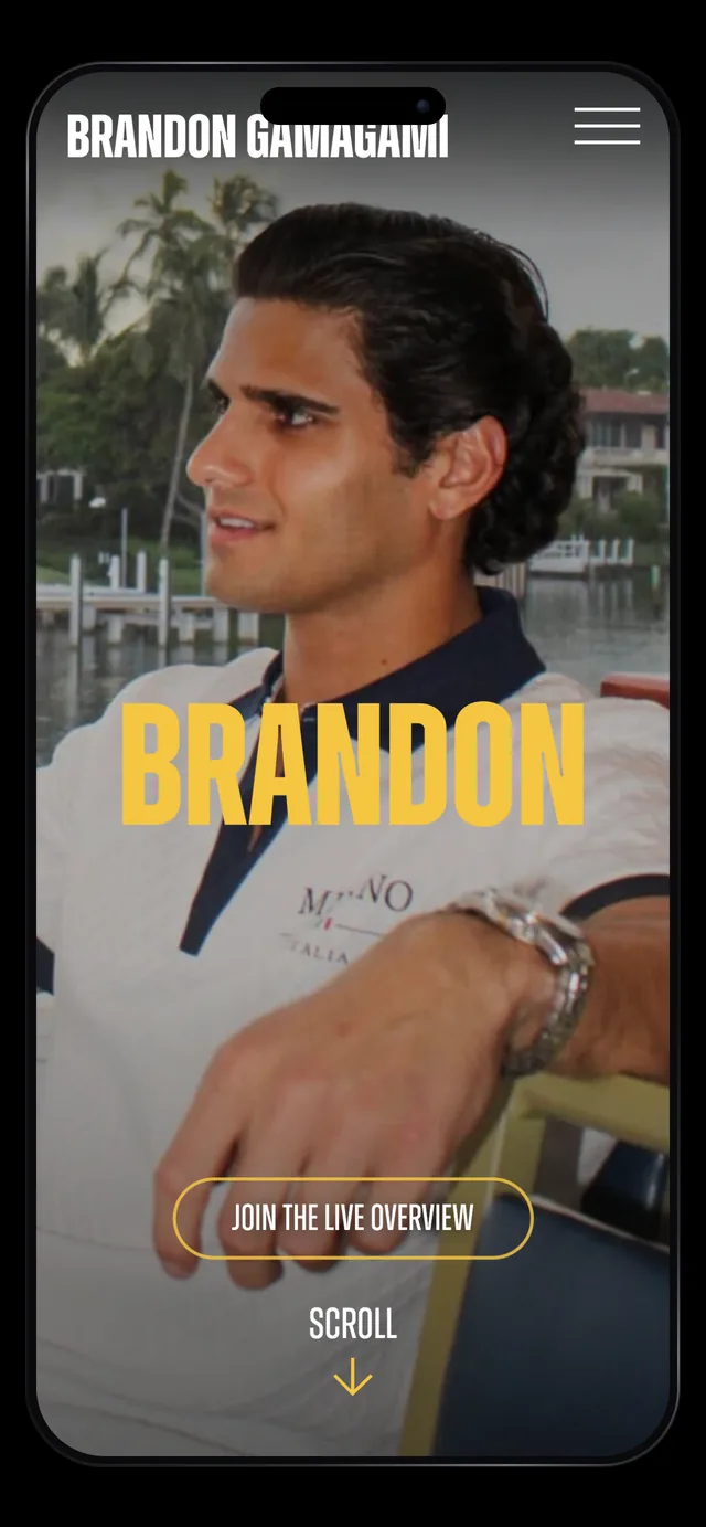 Brandon Gamagami mobile homepage