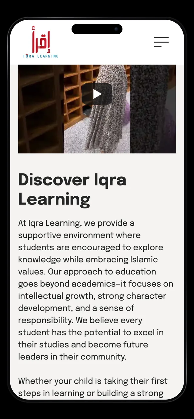 Iqra Learning about section on a phone