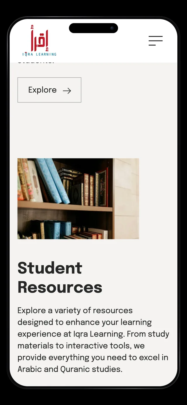 Iqra Learning student resources on mobile