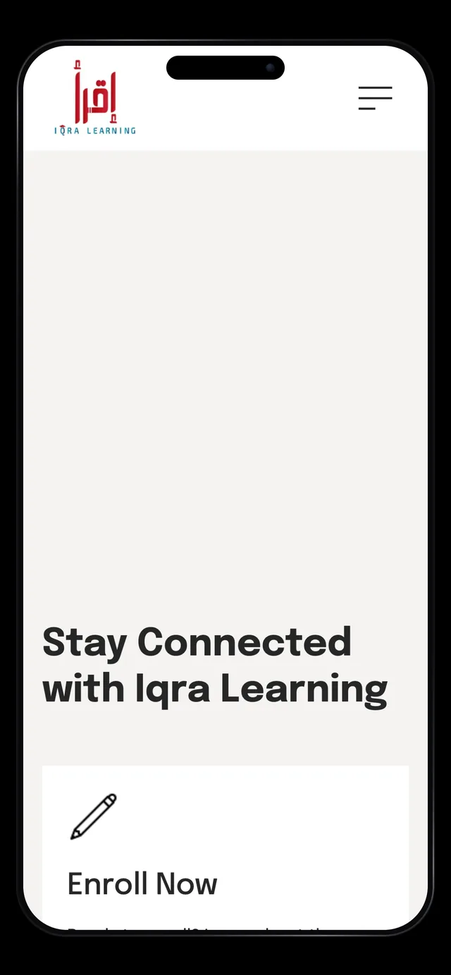Iqra Learning enrolment section on a phone