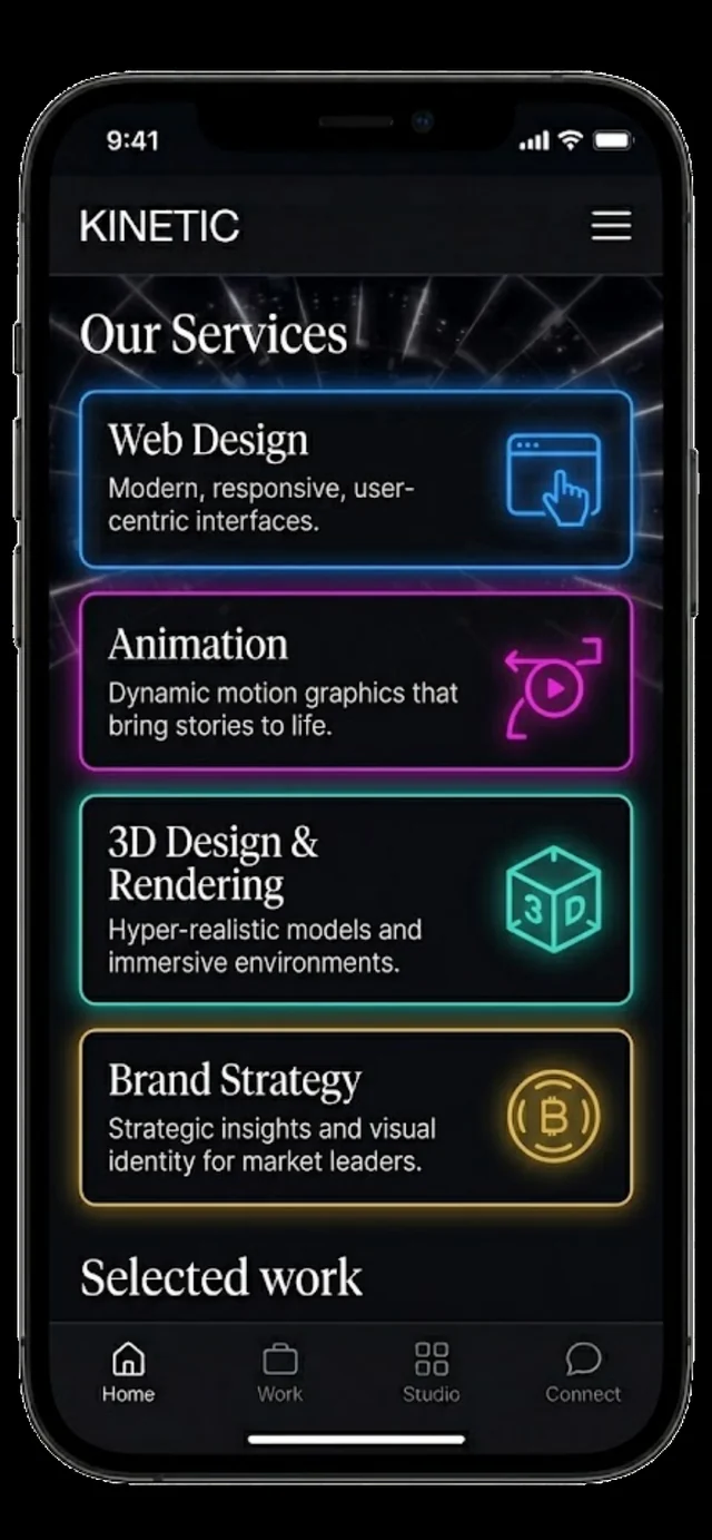 Kinetic services screen on a phone