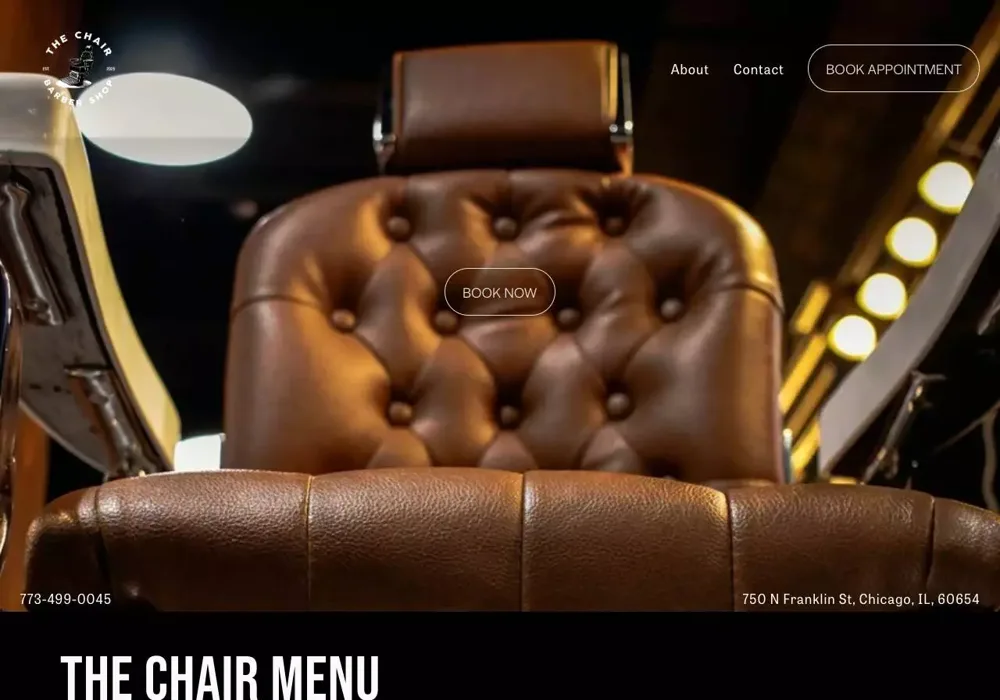 The Chair Barbershop website before the Rankwyre redesign
