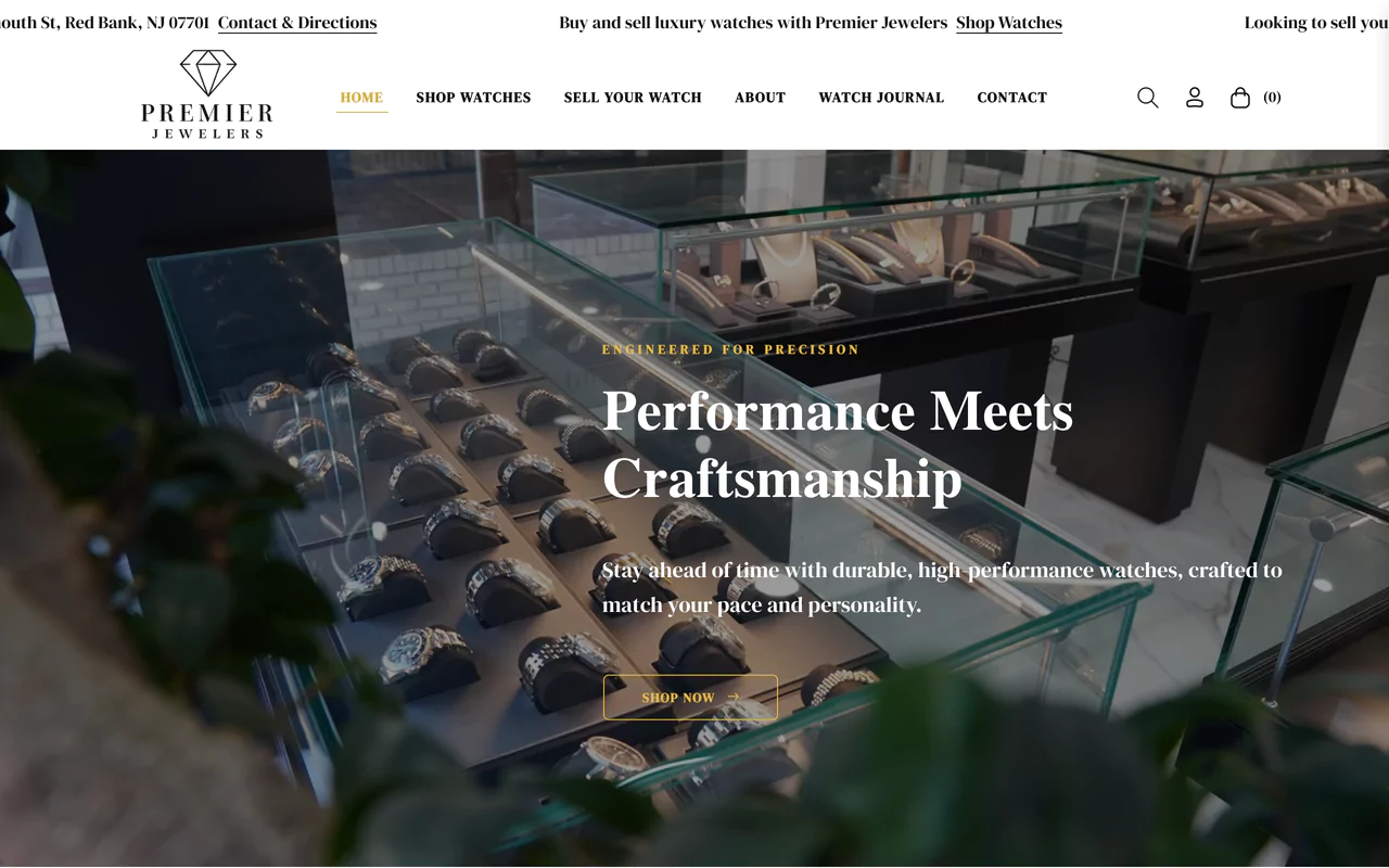 Premier Jewelers online store, designed and built by Rankwyre