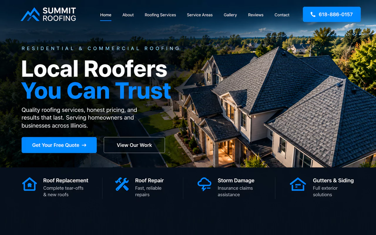 Summit Roofing example roofing homepage design