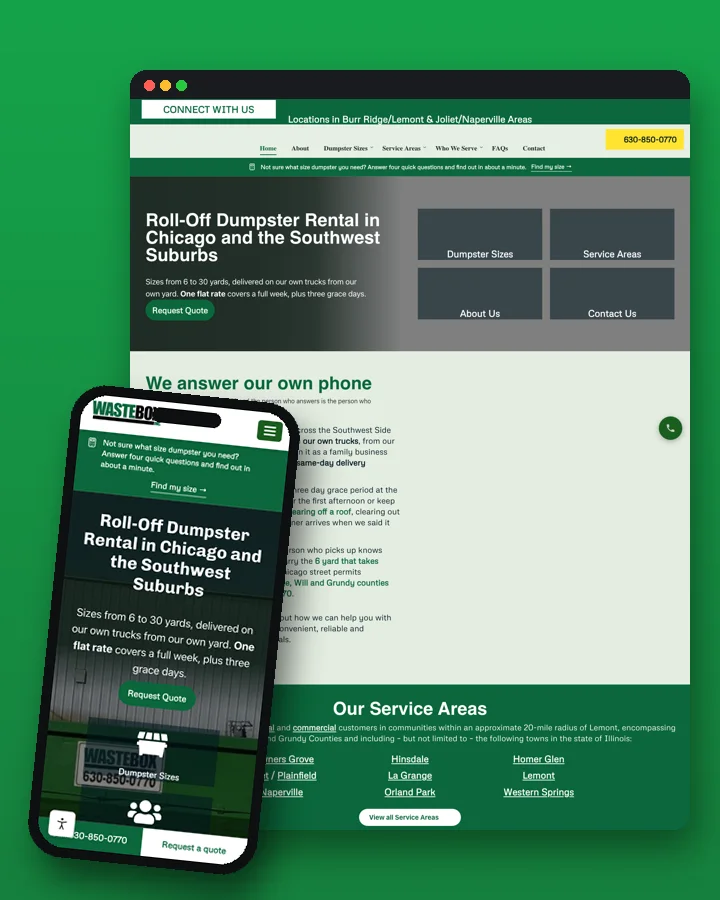 WasteBox website with dumpster size calculator by Rankwyre