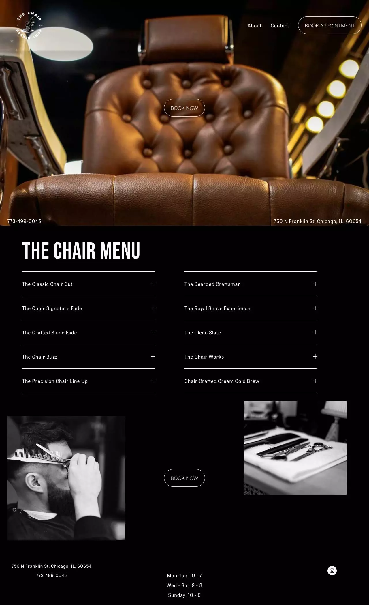 The Chair Barbershop website before the Rankwyre redesign